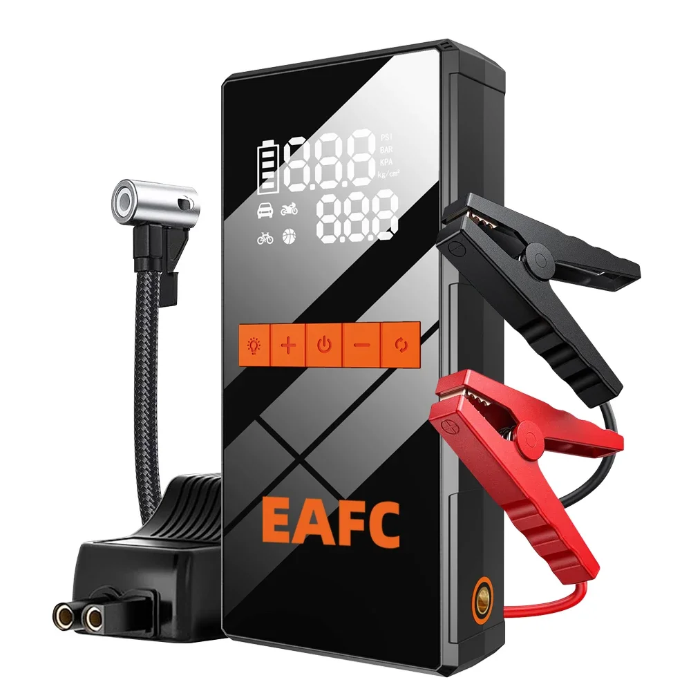 Auto Starthilfe Mit Luft Kompressor LCD Bildschirm Tragbare Booster Ladegerät 1200A Leistungsstarke Auto Batterie Start Gerät Auto Starter Image