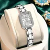 LIGE Neue frauen Uhren Gold Rechteckigen Zifferblatt Quarzuhr Diamant Kalender Wasserdicht Elegante Original Marke Dame Armbanduhr