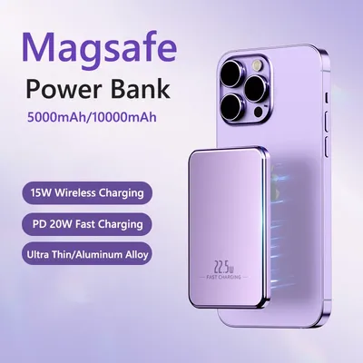 10000 mAh Magnetische Power Bank Ultradünne Legierung PD20W Schnellladung Magsafe Powerbank für iPhone 16 15 14 13 pro Max Xiaomi Huawei Image