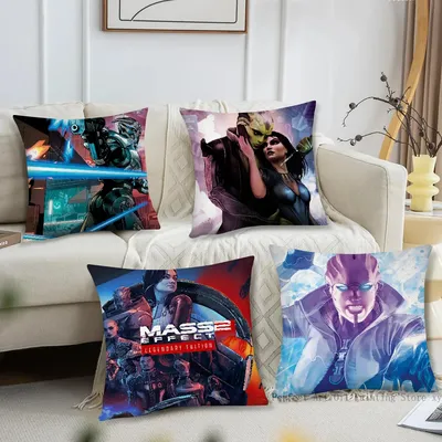 Mass Effect Legendary Edition Kissenbezug, quadratisches Kissen, Schlafzimmer, Sofa, Freizeit, Komfort, Kissen, Auto, Wohnzimmer, Heimdekoration Image