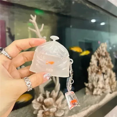 Kopfhörer Fall Für Huawei 5 4 PRO3 Für Huawei Freeclip Se2 Drahtlose Ohrhörer Ohrhörer Schützen Abdeckung Gold Fisch Tasche modell Anhänger Image