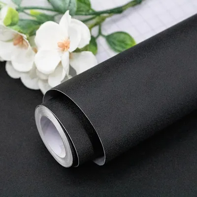 70/80 Breite selbstklebende Folie schwarz matt verdickte Aufkleber Möbel Küche für Schränke Tische Wand DIY Renovierung Tapete Image