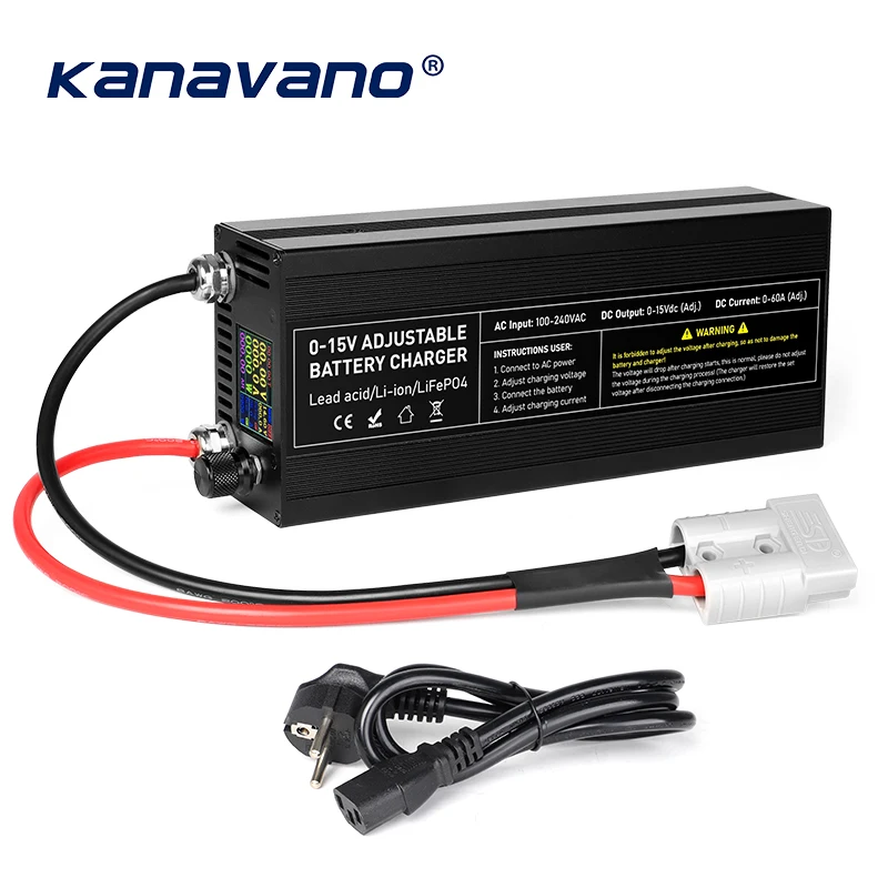 Lifepo4-Ladegerät, 12 V, 60 A/100 A, für 12,8-V-Akku, hoher Strom, schneller CAnti-Umkehranschluss, Ladegerät mit einstellbarer Spannung Image