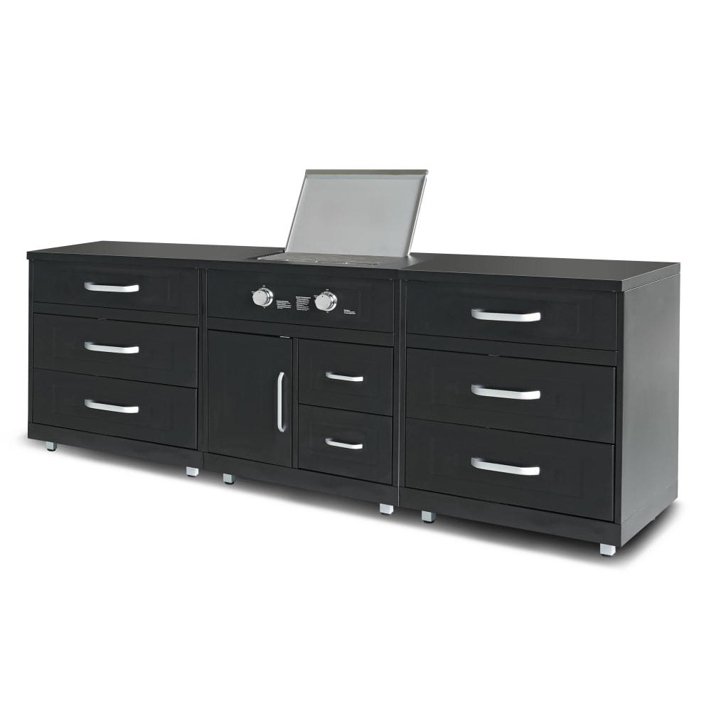 Cucina da esterno a 3 pezzi con piano cottura a gas nero