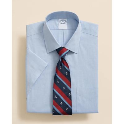 Brooks Brothers Men's Stretch Supima Cotton Non-Iron Ainsley Collar, Short-Sleeve Dress Shirt | Hydrangea | Size 16
