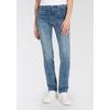 Gerade Jeans ARIZONA "Ultra-Stretch", Damen, Gr. 24, K + L Gr, blau (blau used), Denim/Jeans, Obermaterial: 74% Baumwolle, 24% Polyester, 2% Elasthan, unifarben, Basic, extraeng lang, Jeans, normale Passform, Comfort Fit, Used-Look-Waschung