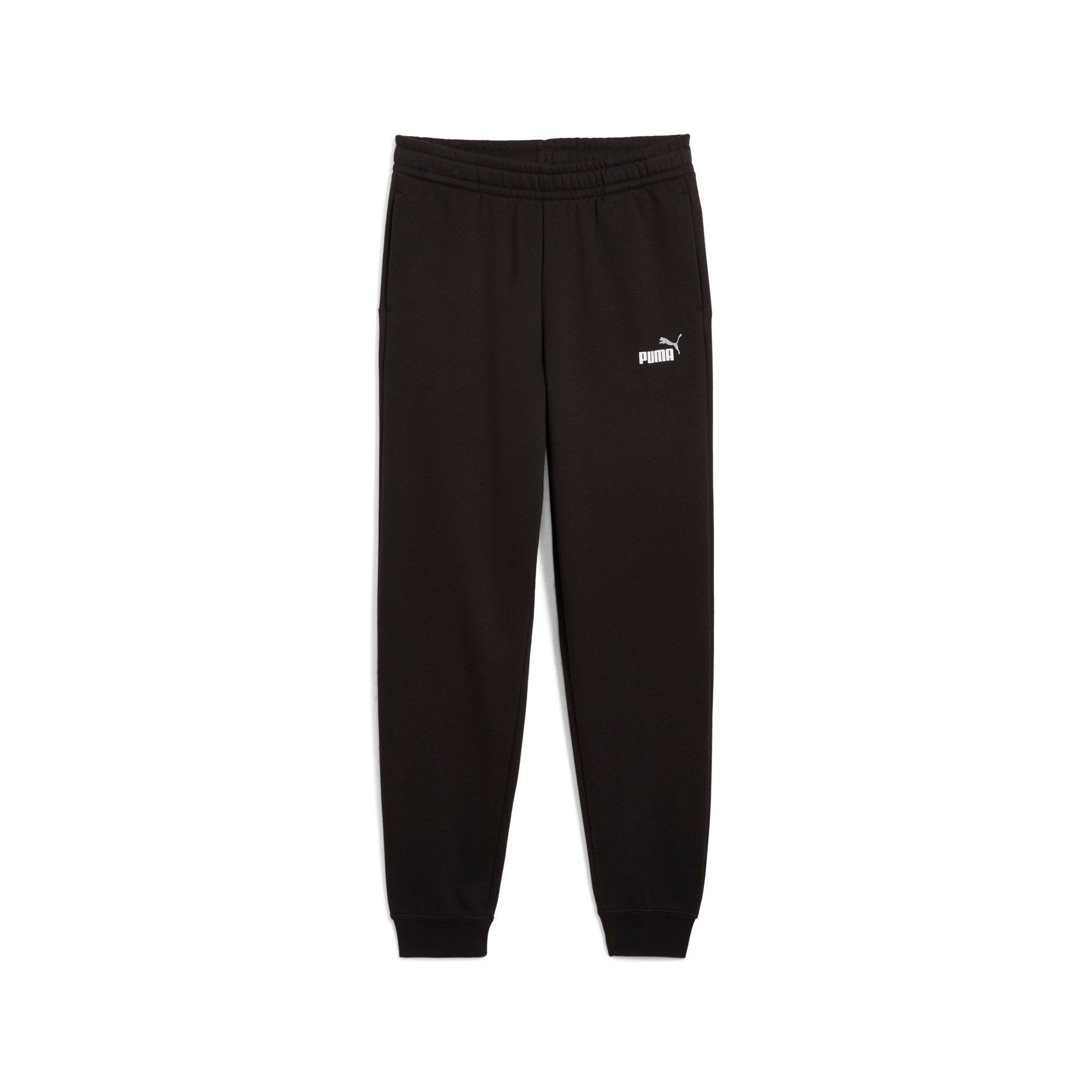 Trainingshose PUMA "ESS 2 COLOR NO. 1 LOGO SWEATPANTS FL B", Kinder, Gr. 176, N-Gr, schwarz (puma schwarz), Fleece, Obermaterial: 66% Baumwolle, 34% Polyester, bedruckt, regular fit normal, Hosen Image