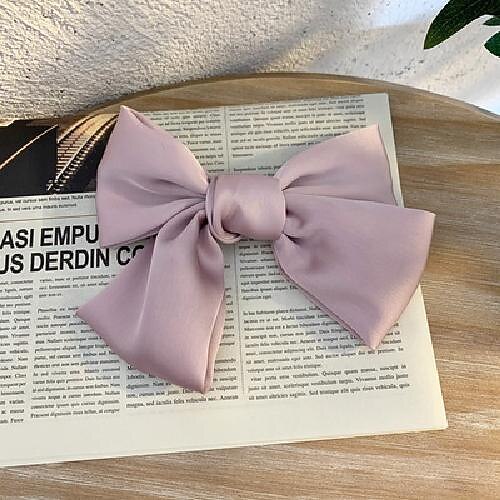Große, geschichtete Satin-Haarschleifen für Frauen und Mädchen, 17,8 cm, rosa-blaue Haarspange, große Haar-Accessoires im Schleifen-Stil