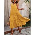 Damen Maxidress Casual kleid Schaukelkleid A Linie Kleid Stilvoll Basic Brautkleider schlicht Urlaub Täglich Regular Fit Glatt Ärmellos V Ausschnitt Schwarz Gelb Rote Fuchsie Sommer Frühling