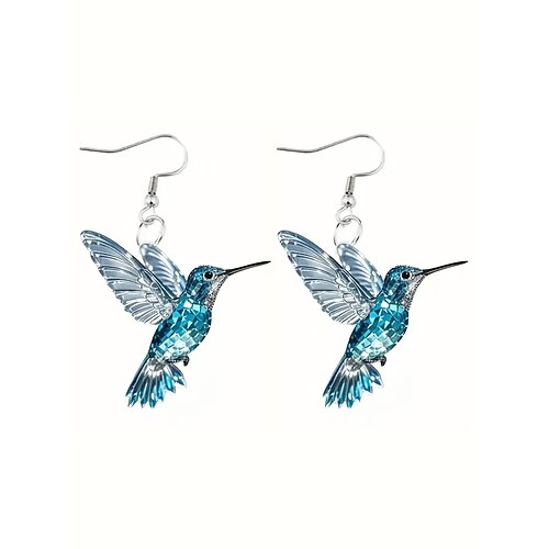 bunte Kolibri-Ohrhänger – leichtes Buntglas-Design für Frauen, perfekt für legere, künstlerische Anlässe und den Urlaub Image