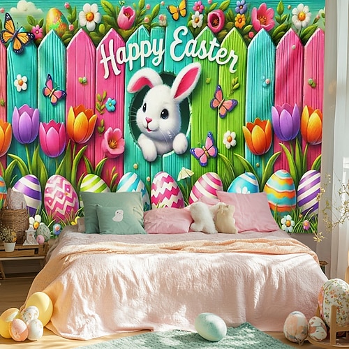 Hängender Wandteppich Hase Wandkunst großer Wandteppich Wanddekoration Fotokulisse Deckenüberwurf Vorhang Zuhause Schlafzimmer Wohnzimmer Dekoration Image
