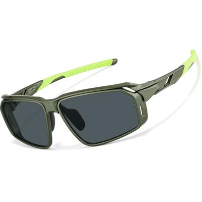Zenni Sunglasses Green With Gray Lens Plastic Full Rim Frame