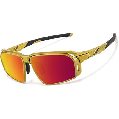 Zenni Sunglasses Gold With Red Mirror Plastic Full Rim Frame