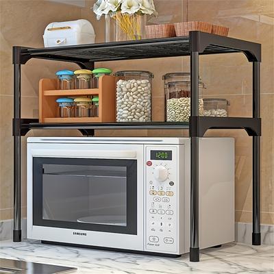 TEMU 1pc Modern Kitchen Storage Rack, Metal And Pvc Construction, Open Shelving Design, , No Power Needed, Ideal For Countertop, Sink, And Microwave Oven Image
