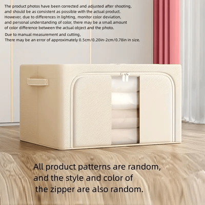TEMU Large Capacity Foldable Storage Box With - Oxford Fabric, Solid Color, Multi-compartment Organizer For Shoes, Clothes, Quilts, And Blankets - Ideal For Home Use In Fall And Winter, Lattsize Image