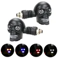 Indicatore di direzione per moto indicatori di direzione luci teschio bicolore per moto indicatore di direzione anteriore posteriore bianco/rosso/blu + giallo lampada da corsa