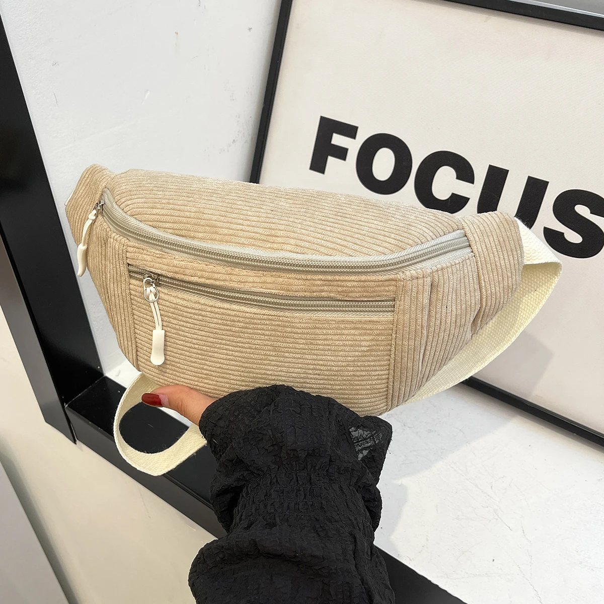 Marsupio da donna in velluto a coste borsa a tracolla per studenti borsa a tracolla per petto marsupio marsupio moda telefono borsa da cintura femminile
