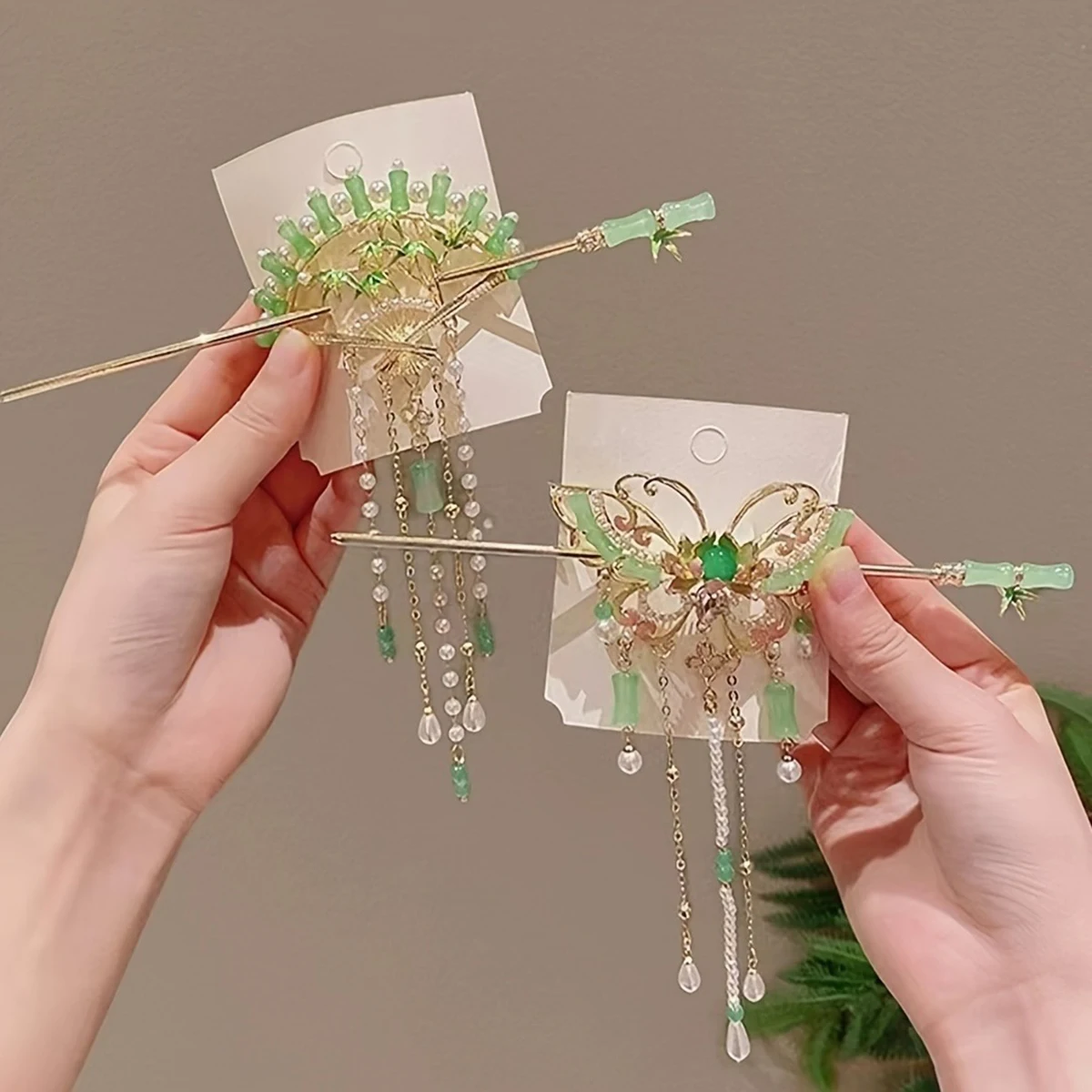 1pc Retro Chinesische Schmetterling Haarnadel Elegante Harz Quaste Luxus Haarnadel Geeignet Festival Party Mode Schmuck Haar Zubehör Image