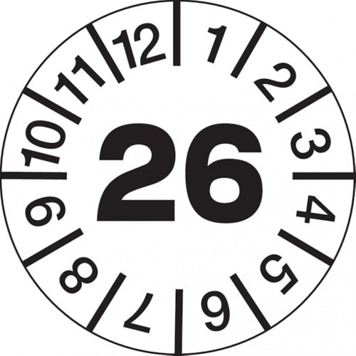 König Werbeanlagen Dreifke® Prüfplakette weiß/schwarz 2026 - 20 mm Folie selbstklebend Image