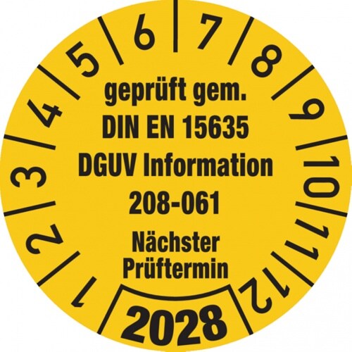 König Werbeanlagen Dreifke® Jahresprüfplakette, DGUV Information 208-061, Ø 30 mm - 30 mm Folie selbstklebend Image