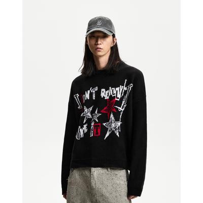 Bershka Boxy Jacquard Sweater Men S Black