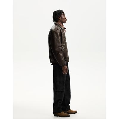 Bershka Relaxed-Fit Cargo Trousers Men 28 Black