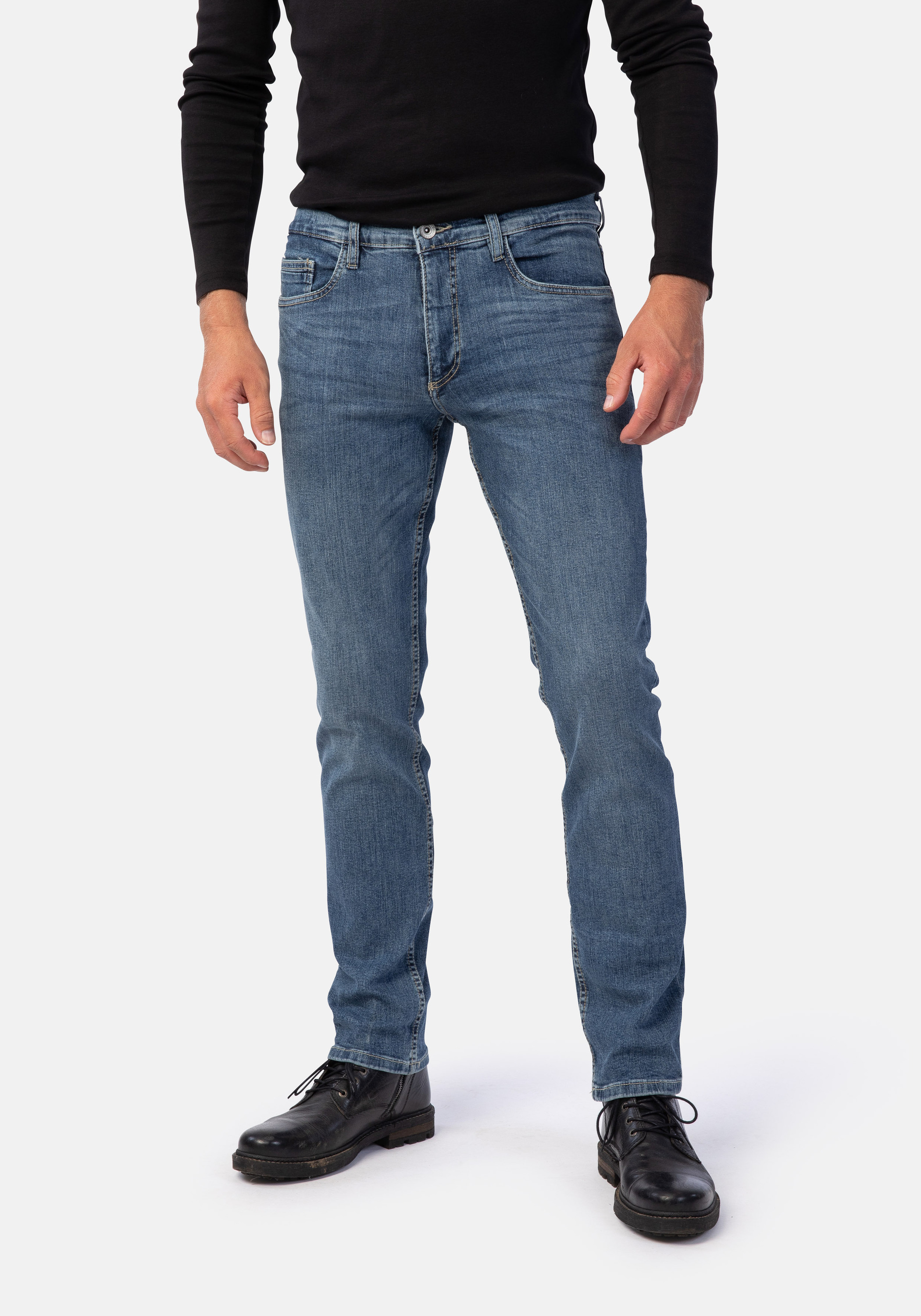 5-Pocket-Jeans HERO BY JOHN MEDOOX "Portland Denim Slim Straight Stretch", Herren, Gr. 36, Länge 36, blau (lightblau wash), Denim/Jeans, 89% Baumwolle, 10% Polyester, 1% Elasthan, straight fit lang, Jeans 5-Pocket-Jeans, Straight Fit Casual Clean...