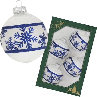 Weihnachtsbaumkugel KREBS GLAS LAUSCHA "Schneeflockenband", weiß (eislack, perlweißfarben), Ø:7cm, Glas, Weihnachtsbaumkugeln, Weihnachtsbaumkugeln, Weihnachtsdeko, Christbaumschmuck, Christbaumkugeln aus Glas Image