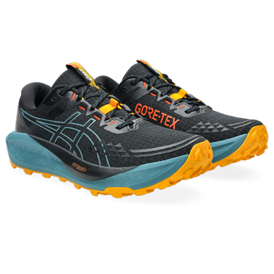 Trailrunningschuh ASICS "GEL-TRABUCO 13 GORE-TEX", Gr. 42, schwarz, atlantis blau, Textil, Synthetik, sportlich, Schuhe,