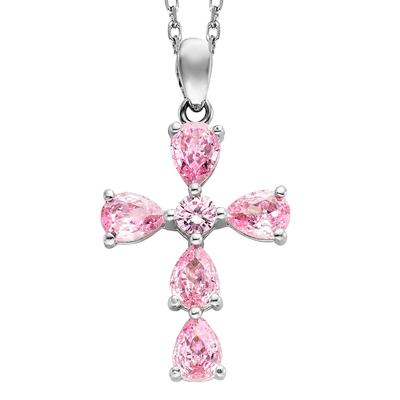 Julie Julsen Anhänger mit Kette 925/- Sterling Silber Zirkonia rosa weiß Weiss Damen Image
