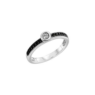 Celesta - Ring 925/- Sterling Silber Zirkonia schwarz Ringe 1 ct Weiss Damen