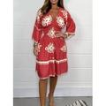 Femme Robe mi-longue Robe casual Robes bohème chic robe boheme Bohême Décontractées Bohème Vacances du quotidien Plage Ample Graphic manche longue Col V Noir Rouge Vert Abricot Eté Printemps