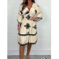 Femme Robe mi-longue Robe casual Robes bohème chic robe boheme Bohême Décontractées Bohème Vacances du quotidien Plage Ample Graphic manche longue Col V Noir Rouge Vert Abricot Eté Printemps