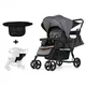 Passeggino gemellare con sedile posteriore esteso può sedersi può sdraiarsi Passeggino tandem pieghevole Carrello leggero per 2 bambini