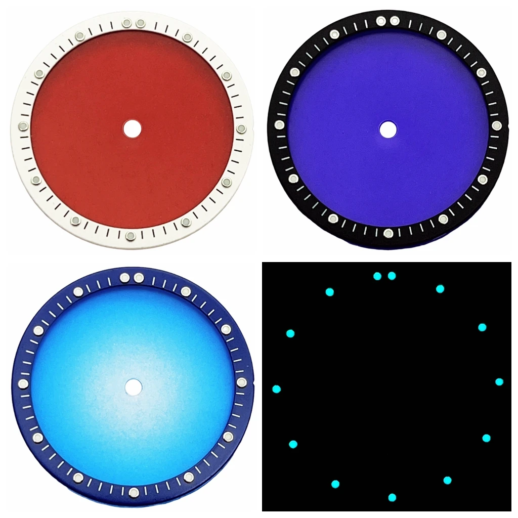 RICHUS NH 28,5 mm transparentes Zifferblatt, weiße schwarze Lünette, blaue Lume, passend für NH35 NH36 NH38 NH39 NH70 NH72 Uhrwerk, Zubehörteile Image