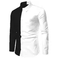 Camicia da uomo casual alla moda in bianco e nero con bottoni risvolto Camicia rossa blu bianca