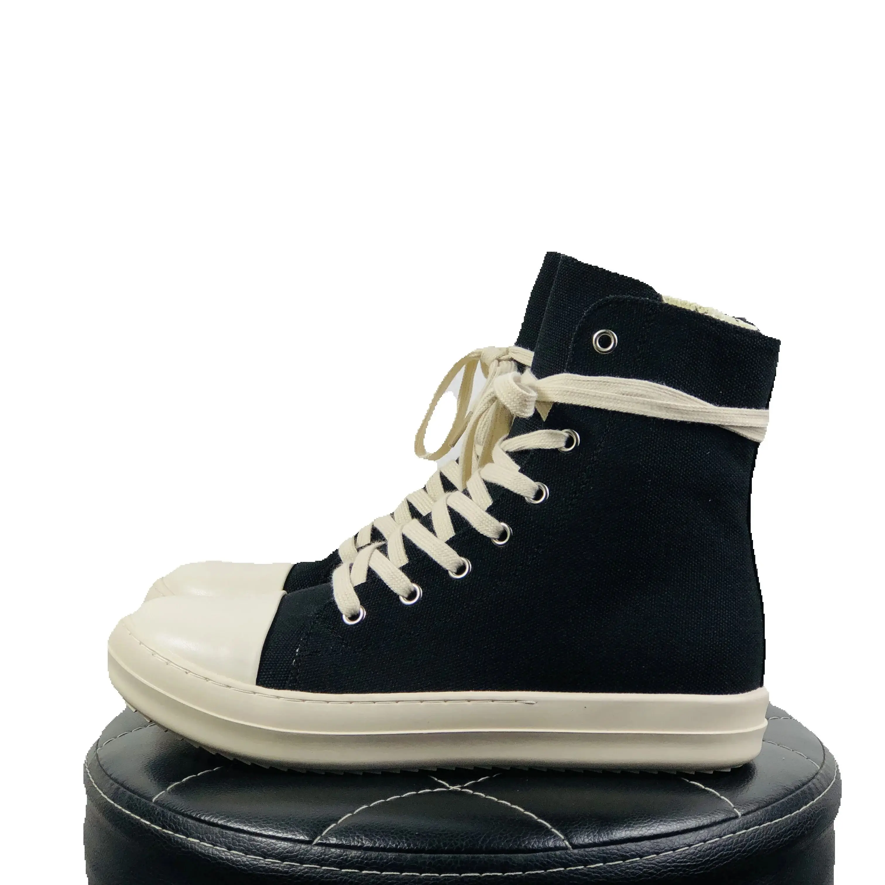 Scarpe casual da donna in tela Pu Scarpe da ginnastica di lusso Stringate da uomo Sneakers Zip High-TOP Hip Hop Autunno Flats Stivali neri