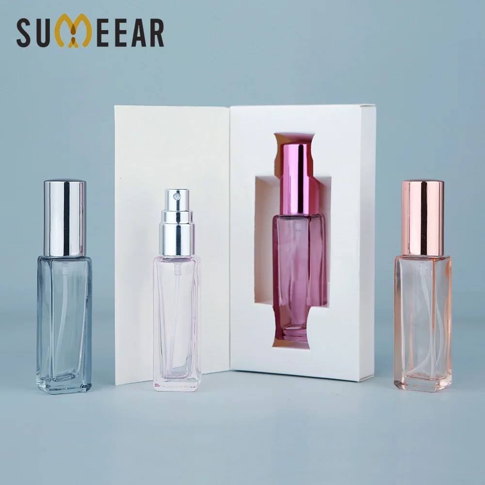 10 ml Parfümflasche, polychrome Flasche und Verpackungsboxen, hochwertige, dicke, nachfüllbare Form-Sprühflasche aus Glas, 10/20/30/40 Stück Image