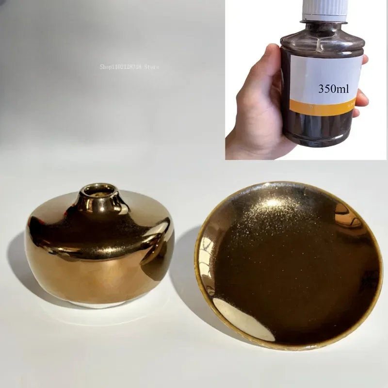 350 ml Nachahmung Gold Metall Glasur Keramik Töpfchen Farbe Metall Kunst Ofen Ändern Glasur Mittlere Temperatur Elektrische Ofen Oxidierte glasur Image