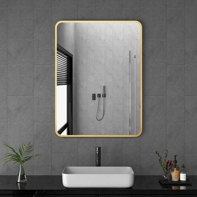 Boromal - Wandspiegel Gold Modern 50x70cm Badzimmer Spiegel Bad Badspiegel ohne Beleuchtung mit Image