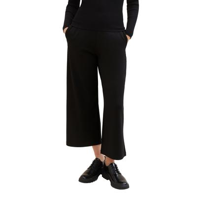 Culotte TOM TAILOR DENIM, Damen, Gr. XS (34), N-Gr, schwarz (deep schwarz), Web, Obermaterial: 96% Polyester, 4% Elasthan, unifarben, casual, gerade normal, Hosen, mit Eingrifftaschen Image