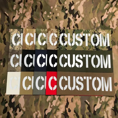 Reflective Material 25cm Custom Laser Back Big Patch Name Tapes White Letters Morale Tactics