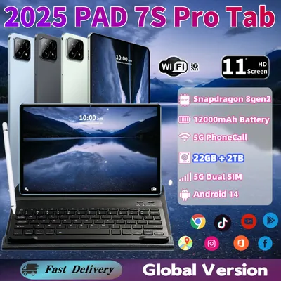 2025 Global Version Original PAD 7S PRO 12000mAh Android 14 Tablet 22GB+2T 11 Inch Snapdragon 8gen2