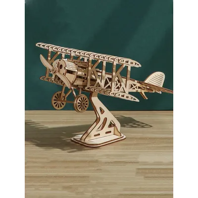 3D Wooden Puzzle Wood DIY Craft Bi-Plane Model kits Handmade Gifts