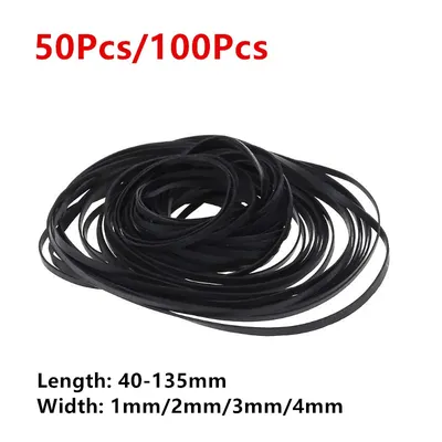 50/100Pcs 1/2/3/4mm Width Universal Mix Cassette Tape Machine Belts Assorted Flat Rubber Belt For CD