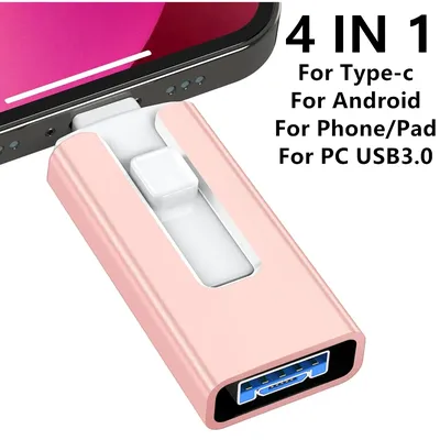 Usb 3.0 Flash Drive 512G 256G 2T 1TB for iPhone with 4in1 for iPhone interface Mirco TYPE pendrive