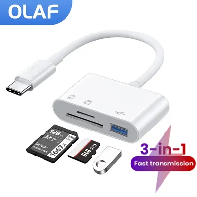 3 in 1 Type C Card Reader Adapter OTG TF SD Card Reader USB-C Memory Card Converter otg For Macbook