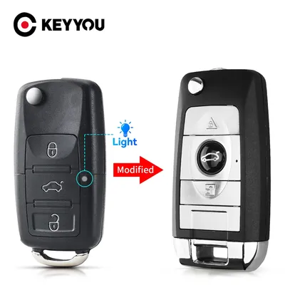 KEYYOU 3 Button Key Shell For VW Golf 4 5 Passat B5 B6 Polo Touran Jetta Seat Skoda Flip Modified