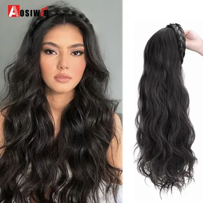 AOSIWIG Synthetic Long Curly Half Head Style Wig Heat Resistant Hair Costume Christmas Party Cosplay