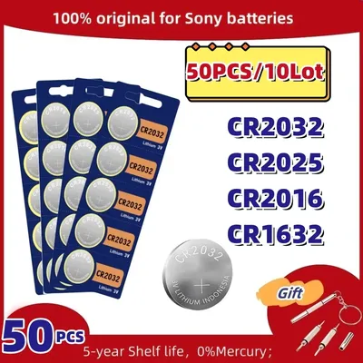 50PCS Original For Sony CR2032 CR2025 CR2016 CR1632 Lithium Battery Watch Calculator Car Key Remote